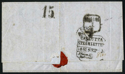 1862, Grenzfrancobrief über Triest und Alexandrien nach Calcutta, ...