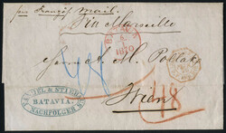 Niederländisch Indien 1870, Portobrief aus Batavia 6.1.1870 über ...