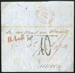 1858, Packet Letter von Mauritius mittels Overland Mail ...