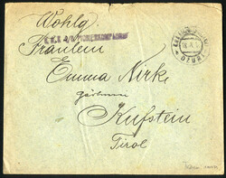 1917, Feldpost in Albanien, Brief vom KuK Etappenpostamt DZURI b nach ...