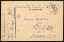 1918, Feldpost in Albanien, Feldpostkarte vom KuK Etappenpostamt ...