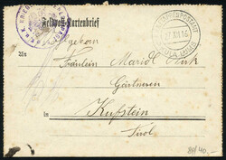 1916, Feldpost in Albanien, Feldpostkartenbrief vom KuK ...