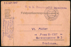 1917, Feldpost in Albanien, Feldpostkarte vom KuK Etappenpostamt ...