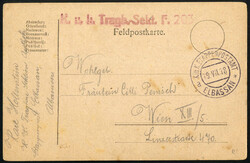 1918, Feldpost in Albanien, Feldpostkarte vom KuK Etappenpostamt ...