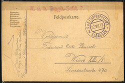 1918, Feldpost in Albanien, Feldpostkarte vom KuK Etappenpostamt ...