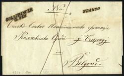 Gollubincze 3. FEB, Francobrief nach Belgrad, rückseitig 3 Kreuzer ...