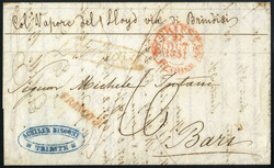 Triest 1851, Brief von Triest am 27.10. über Brindisi nach Bari, ...
