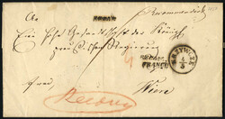 Krzywcze 1857, eingeschriebener Brief von Krzywcze (RS-f Müller 150 ...