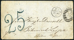 1870/1871, 2 Briefe von Grossbritannien je mit Taxstempel von Aachen, ...