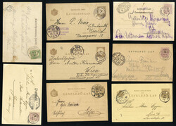 1898/1909, 8 Ansichtskarten mit ungarischen Briefmarken bzw. ...
