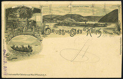 1900, Ansichtskarte von Ada Kaleh vom bei Orsova nach Graz frankiert ...