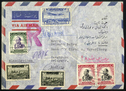 1957, Reko-Luftpostbrief von Kabul 10.10.57 nach Innsbruck frankiert ...