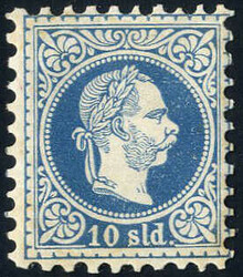 1867, 10 Soldi blau, grober Druck, ungebraucht, rückseitig Vermerk ...