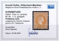 1867, 2 Soldi goldgelb, grober Druck, ungebraucht, Attest Goller, ANK ...