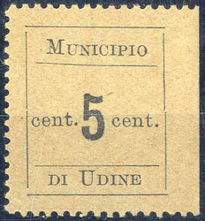 1918, Municipio di Udine dentellato da tre lati, linguellato, Sass. 1 ...