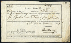 1857, Retour Recepisse vom 4.12.57 ausRoman über Lemberg 10.12. nach ...