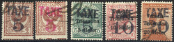 1919, soprastampati TAXE, 5 valori usati, Sass.BZ/75-79 - 790,-