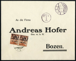 1919, soprastampa orizzontale TAXE + cifra, busta non affrancata da ...