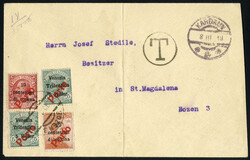 1919, soprastampa diagonale PORTO in rosso, lettera non affrancata da ...