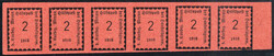 1918, 2 Heller rosa, striscia di sei con due decalchi, nuovo con ...