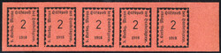 1918, 2 Heller rosa, striscia di cinque, nuovo con gomma integra (un ...
