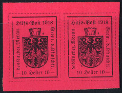 1918, 10 Heller carminio lilla coppia orizzontale, nuovo con gomma ...
