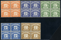 1951, Portomarken, postfrische Serie der 5 Werte im Viererblock, Mi. ...