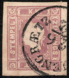 1858, Zeitungsmarke 1,05 Kr. in bräunlichlila, gestempelt, ANK 17b - ...