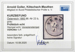 1861, 1,05 Kr. in grigio, annullato Verona, cert. Goller, Sass. 10e - ...