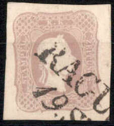 1861, Zeitungsmarke 1,05 Kr. in grauviolett, gestempelt, ANK 23e - ...