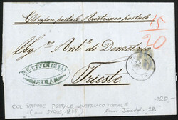 1866, Portobrief vom 22.5.1866 (Julianischer Kalender) von Syros mit ...