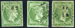 1861/2, first Athens printings, 3x5 lepta in different shades (coarse ...