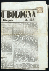 1853/1859, tre giornali con affrancature segnatasse per giornali, 9 c ...