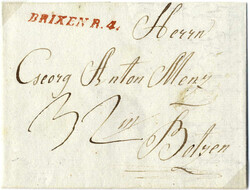 BRIXEN R.4, Langstempel in Rot, 1811, Bayrische Besetzung , ...