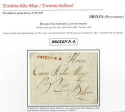 BRIXEN R.4, Langstempel in Rot, 1811, Bayrische Besetzung , ...