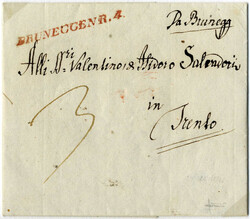 BRUNEGGEN R.4, Langstempel in Rot, 1811, Bayrische Besetzung , ...