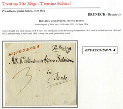 BRUNEGGEN R.4, Langstempel in Rot, 1811, Bayrische Besetzung , ...