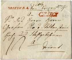 BRIXEN R.4. + Chargé, Langstempel in Rot, 1811, Bayrische Besetzung, ...