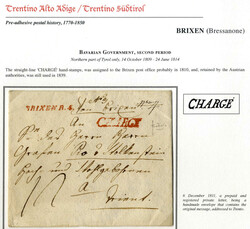 BRIXEN R.4. + Chargé, Langstempel in Rot, 1811, Bayrische Besetzung, ...