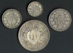 50 Cent, 1, 2 e 5 Lire 1897, quattro monete in argento in astuccio, ...