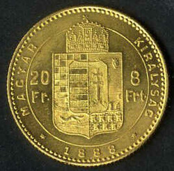 8 Forint, 1888, Goldmünze, vorzüglich, Gewicht 6,45 Gr., J ...
