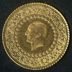 50 Kurus, 1967, Goldmünze, Gewicht 3,5 Gr. 917er Gold, KM 8,71