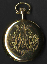 Sprungdeckel-Taschenuhr mit Kronenaufzug, vermutlich um 1900, im ...