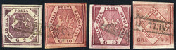 1858, lotto di quattro falsi per frodare la posta usati (2 grana ...