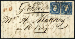 1853, lettera del 11.4.1853 da Torino via Chambery a Pré l'Evéque ...