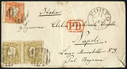 1875, Brief vom 11.2.1875 von Porto nach Napoli (Italien), frankiert ...
