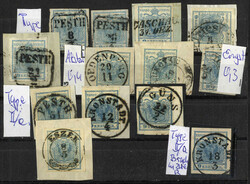 1850, Steckkarte mit 13 Werten 9 Kr., Type I (8 Stück auch mit 0,3 ...