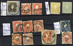 1858, Steckkarte mit 13 Werten (meist Type II) gebraucht, alle Bilder ...