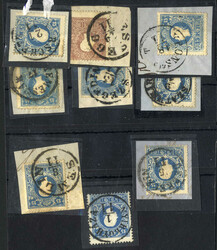 1858, Steckkarte mit 9 Werten und ein Brief gebraucht im ersten Monat ...