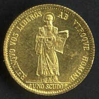 1 e 2 Scudi 1976, due monete in oro in astuccio originale, FDC 6 +3 ...